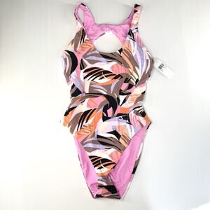 KIKIRIO Reversible One-Piece Swimsuit Size L Open Back High Leg Pink $135 MSRP